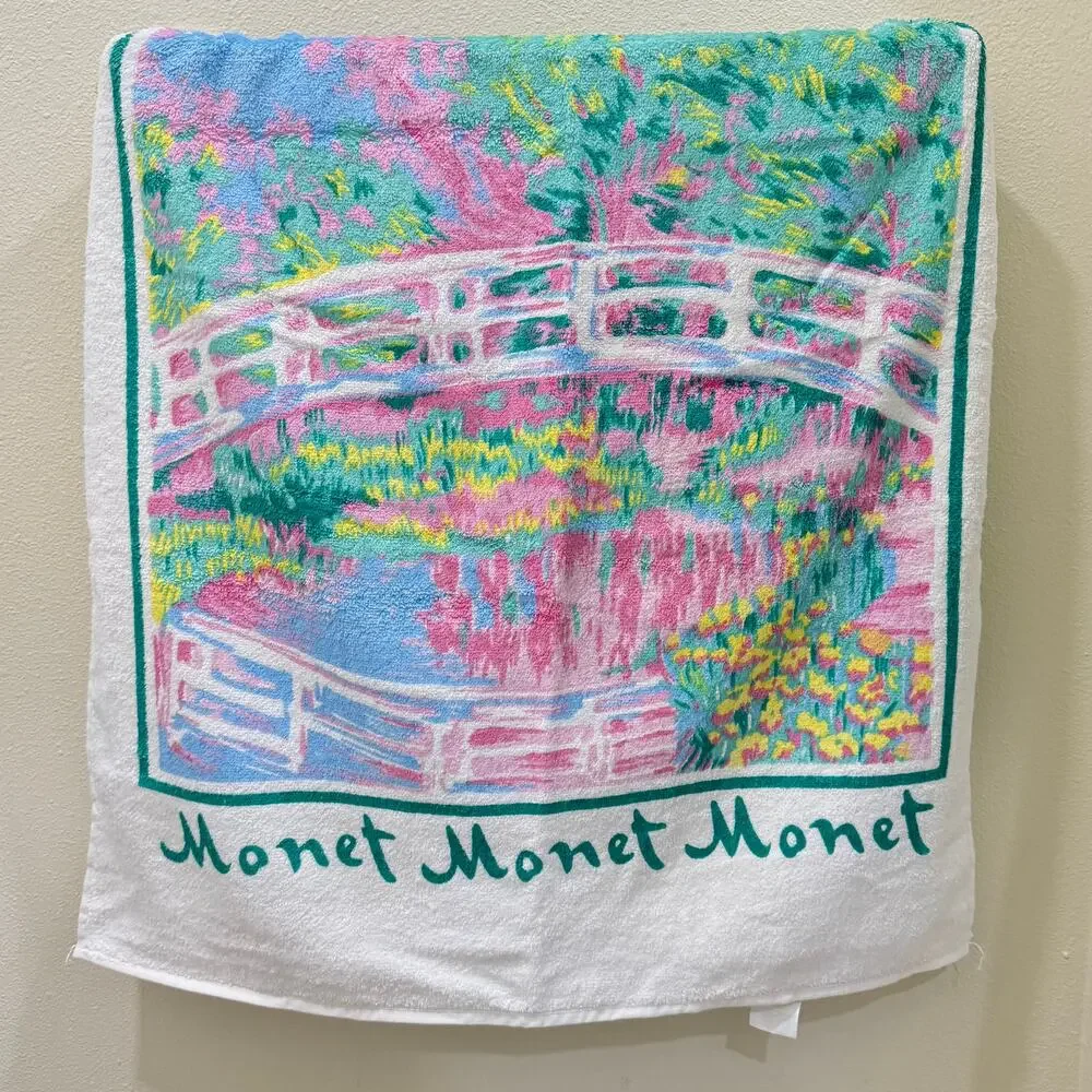 Vintage Hilasal Monet Water Lilies Japanese Bridge Cotton Decorative Bath Towel